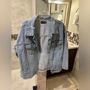 PrettyLittleThing Distressed Denim Jacket | size medium